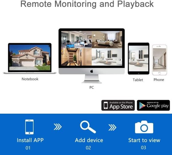 Security Camera System Wireless,Firstrend 1080P 8CH Wireless Home Security Systems with 4 pcs 2MP Full HD Cameras 1TB HDD Night Vision Motion Detection App for Indoor Outdoor Video Surveillance - Image 5
