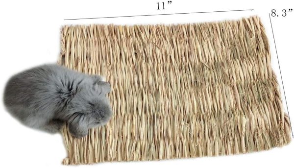 Grass Mat Woven Bed Mat for Small Animal Bunny Bedding Nest Chew Toy Bed Play Toy for Guinea Pig Parrot Rabbit Hamster Rat(Pack of 3) - Image 2