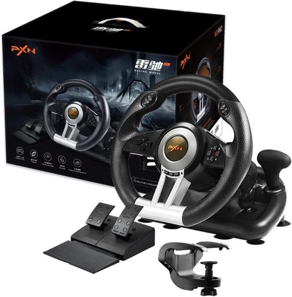 PXN V3II Gaming Steering Wheel with Pedal PC Steering Wheel 180 Degree racing Wheel for PC, PS3, PS4,Xbox One, Xbox Series X/S, N-Switch（Black） - Image 9