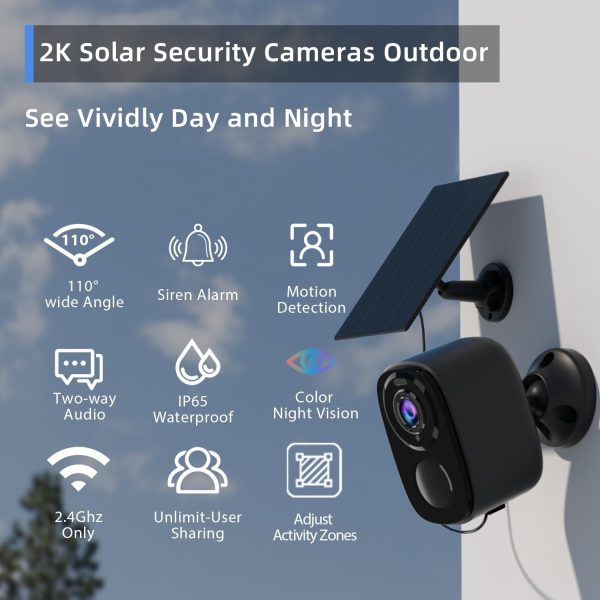 Security Cameras Wireless Outdoor: 4PC Cameras for Home Security with Solar Panel Battery Powered WiFi Security Solar Cameras with Color Night Vision, AI Motion Detection, Waterproof,Works Alexa - Image 2