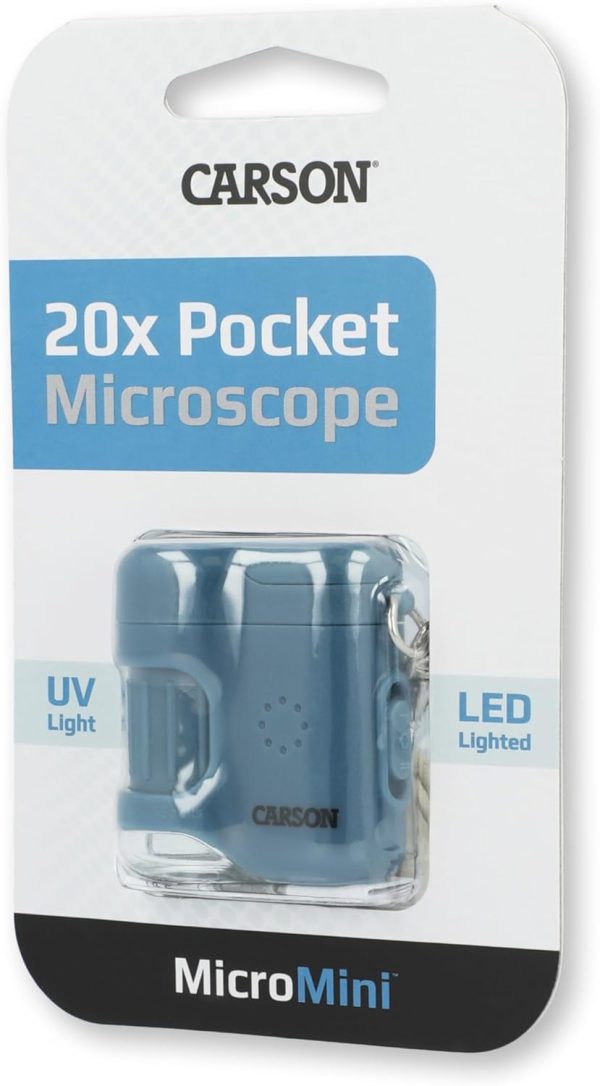 Carson MicroMini 20x Pocket Microscope, UV and LED Flashlight, Blue (MM-280B) - Image 5