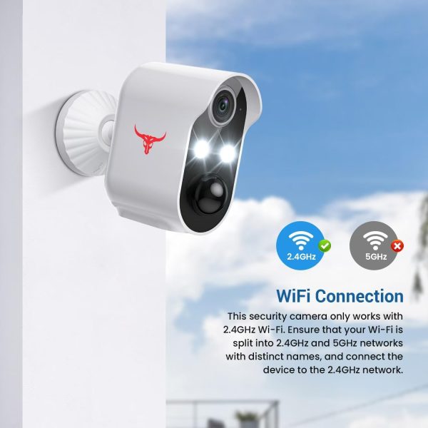 Outdoor Security Camera, Battery Powered Wireless Camera, Cloud Storage Sold Seperately, Color Night Vision, 2-Way Audio, Smart AI Motion Detection, 2.4G WiFi - Image 6