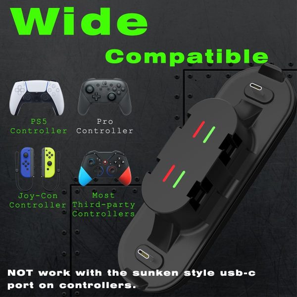 Switch Controller Charger for Nintendo Switch,6 in 1 Controller Charging Dock Compatible with Joy Con and Pro Controller,Joycon Charger with LED Indicator and Charger Cable - Image 2