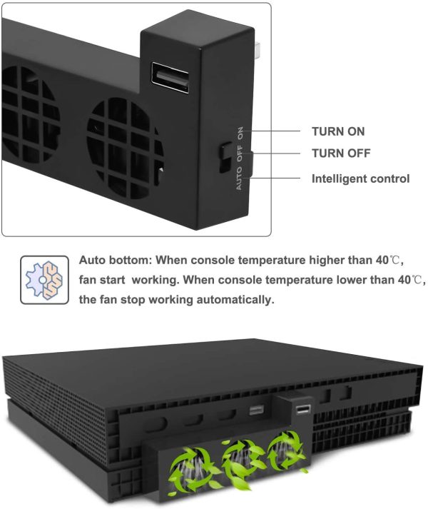 USB Cooling fan Compatible with Xbox One X Console, Cooling System Compatible with Xbox One X with 3 Cooling Fans and 2.0 USB Port - Only Compatible with Xbox one X - Image 3