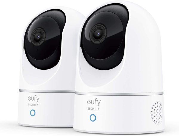 eufy Security Indoor Cam E220 2-Cam Kit, 2K Security Indoor Camera Pan & Tilt, Plug-in Camera with Wi-Fi, Human & Pet AI, Voice Assistant Compatibility, Motion Tracking, Homebase 3 Compatible