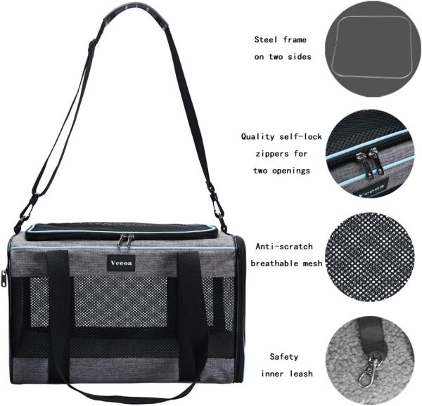 Vceoa 17.5x11x11 Inches Cat, Dog Carrier for Pets Up to 16 Lbs, Soft-Sided Cat Bag Animal Carriers Travel Puppy Carry As a Toy of Fabric Pet Home - Image 4