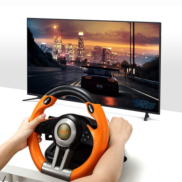 PXN PC Racing Wheel, V3II 180 Degree Universal Usb Car Sim Race Steering Wheel with Pedals for PS3, PS4, Xbox One, Xbox Series X/S, Nintendo Switch (Orange) - Image 3