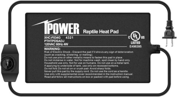 iPower 4 by 7 Inch Reptile Heating Pad with Temperature Adjustable Controller Knob, Under Tank Warmer Terrarium Heat Mat for Reptiles and Amphibians