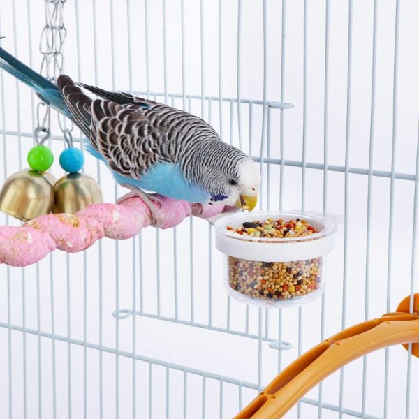 6 Pack Detachable Transparent Bowl Plastic Food Cup Convenient Hanging Seed Water Feeder for Parrot Canary Finch Small Size Bird - Image 2