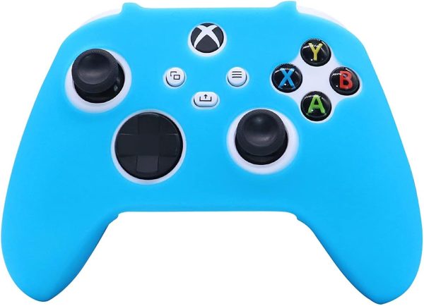 Blue Silicone Cover Skin for Xbox Series X/S Controller Glow in The Dark Anti-Slip Soft Rubber Case Protector Accessories Set with 8 Glow in The Dark Thumb Grips Caps + 2 Cute Cat Paw Caps. - Image 7