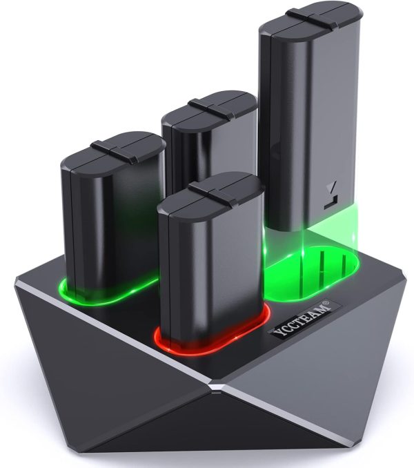 Rechargeable Battery Packs for Xbox One/Xbox Series X|S,YCCTEAM 4x1200mAh Battery Packs Charger Station for Xbox Series X|S, Xbox One S/One X/One Elite Controllers-Accessories Kit for Xbox One