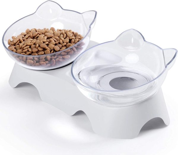 MILIFUN Cat Food Bowls Elevated Tilted, Anti Vomiting Orthopedic Kitty Bowls for Puppy and Bunny, Indoor Cats.