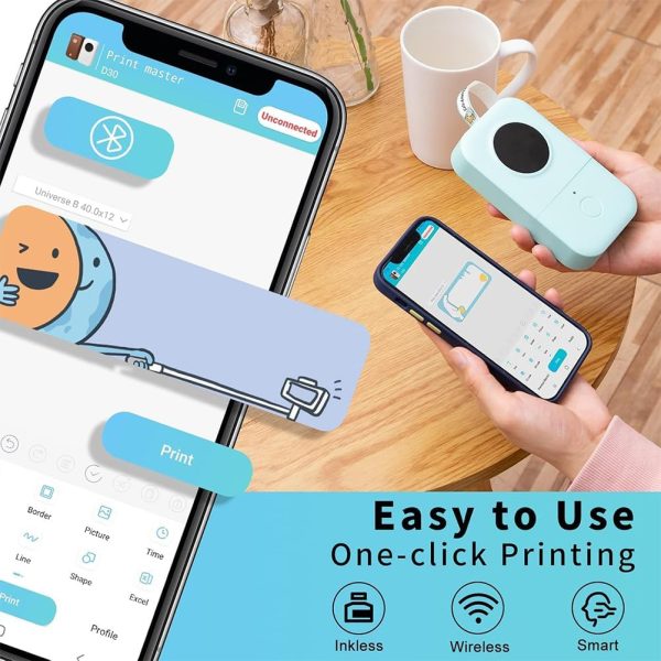 Phomemo D30 Label Maker Machine, Portable Bluetooth Mini Label Printer, Smart Phone Handheld Thermal Sticker Small Labeler Multiple Templates Font Icon Inkless for Home Office - Image 3