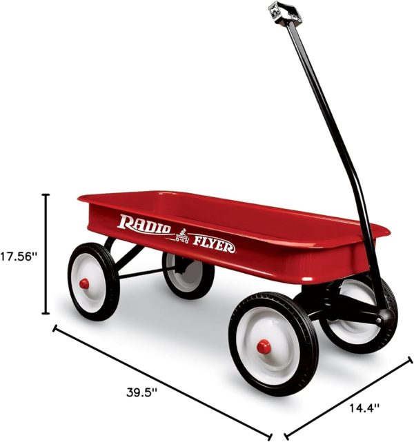 Radio Flyer Durable All Steel Seamless Body Wagon Featuring Original and Classic Iconic Design for Kids Ages 1 Year Old and up, Red - Image 3