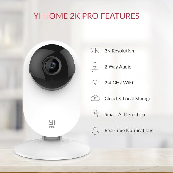 YI Pro 2K Home Security Camera, 2.4Ghz Indoor Camera with Person, Vehicle, Animal Smart Detection, Phone App for Baby, Pet, Dog Monitoring, Works with Alexa and Google Assistant - Image 2