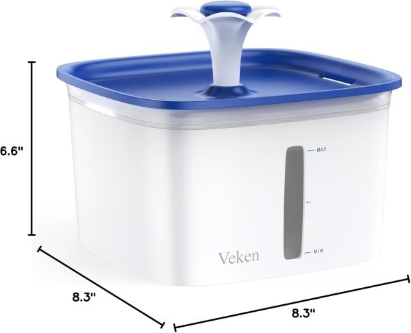 Veken 95oz/2.8L Pet Fountain, Automatic Cat Water Fountain Dog Water Dispenser with Replacement Filters for Cats, Dogs, Multiple Pets (Blue, Plastic) - Image 8