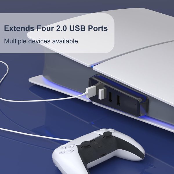 USB Hub for New PS5 Slim, REDEFINITION PS5 Slim USB Port Expander, 4 USB High-Speed Expansion Hub Charger Extender Compatible with PlayStation 5 Slim Console, Accessories for PS5 Slim - Image 3