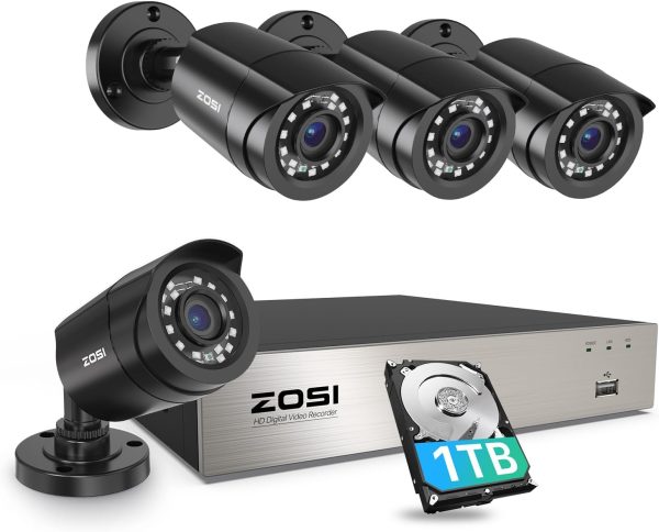 ZOSI 3K Lite Security Camera System with AI Human Vehicle Detection,H.265+ 8CH HD TVI Video DVR Recorder with 4X HD 1920TVL 1080P Indoor Outdoor Weatherproof CCTV Cameras,Remote Access,1TB Hard Drive