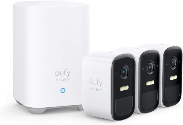 eufy Security, eufyCam 2C 3-Cam Kit, Wireless Home Security System with 180-Day Battery Life, 1080p HD, IP67, Night Vision, No Monthly Fee (Renewed)