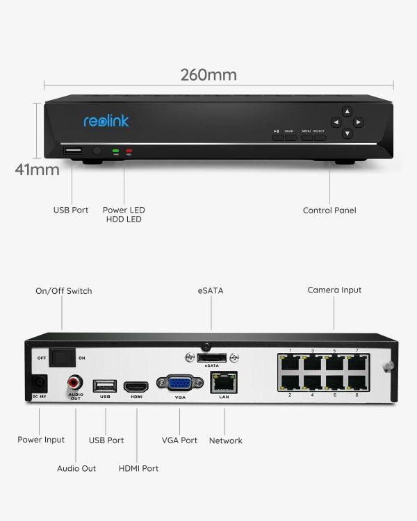 REOLINK 4K 8CH Network Video Recorder for Home Security Camera System, Only Work with 16MP/12MP/4K/5MP/4MP HD Reolink IP Cameras PoE NVR, 24/7 Recording to Pre-Installed 2TB Hard Drive, RLN8-410 - Image 5