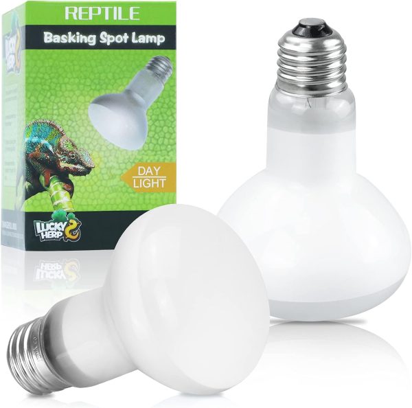 LUCKY HERP 2 Pack Reptile Heat Lamp Bulbs 75W (2nd Gen), Basking Light Bulb for Reptiles & Amphibians, Simulated Natural Sunlight Terrarium Heat Lamps for Bearded Dragon, Lizard, Turtle, Tortoise