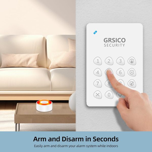 WiFi Alarm System, Smart Home Alarm System Wireless 9 Piece-kit, DIY Alarm System, Door Window Sensor, Motion Sensor, Remote, Keypad, Work with Alexa, for House, Apartment Security by GRSICO 2nd Gen - Image 3