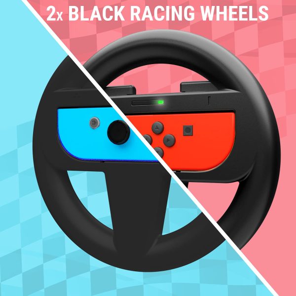 Orzly Steering Wheels for Nintendo Switch & OLED Console JoyCons, Racing Wheels for Mario Kart 8 Deluxe [Mariokart Switch Steering Wheel Joycon Controller Attachment Accessories]-Twin Pack [2X Black] - Image 7