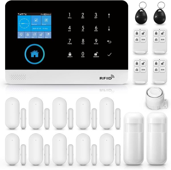 WiFi 4G Alarm System for Home Security, Wireless Home Alarm 20 Piece Kit with Siren, PIR Motion Sensors, Remote Controls, Window/Door Sensors (Tuya and Smart Life APP)