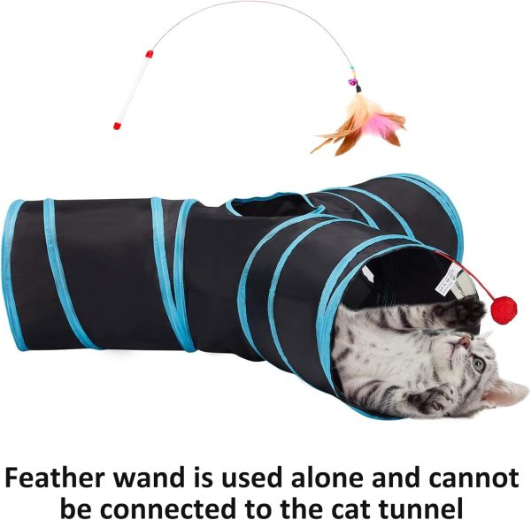 Tempcore Pet Cat Tunnel Tube Toys 3 Way Collapsible, Tunnels for Indoor Cats，Kitty Bored Peek Hole Toy Ball Cat, Puppy, Kitty, Kitten, Rabbit - Image 2