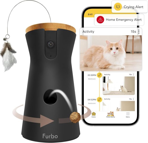 Furbo 360° Cat Camera + Nanny Bundle: Home Security & Cat Safety Alerts, Rotating Pet Treat Dispenser Camera with Speaker, Smart Home Indoor Cam w Phone App (Additional Subscription Required at Setup) - Image 5