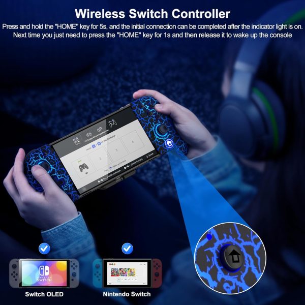 Switch Controller for Nintendo Switch/OLED, (No Drift, No Deadzone) Hall Effect Joystick Wireless Switch Controller With 9 Lights Color. One-Piece Switch Joypad for Those Who Prefer Handheld Mode - Image 5