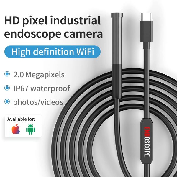 Endoscope Camera with Light,1080P HD Borescope with 6 LED Lights 9.8FT Semi-Rigid Snake Camera with Light, IP67 Waterproof Inspection Camera with Light Compatible for Android iPhone iPad - Image 2