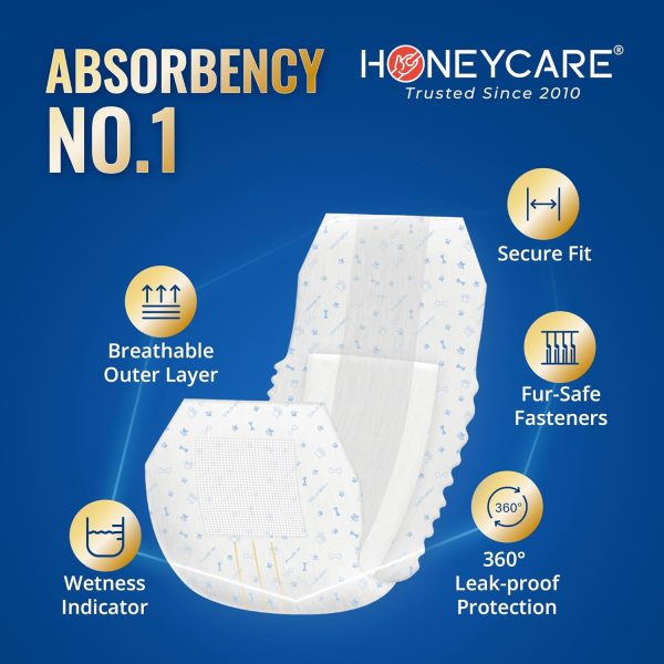 HONEY CARE All-Absorb A26 Male Dog Wrap, 50 Count, Small - Image 4