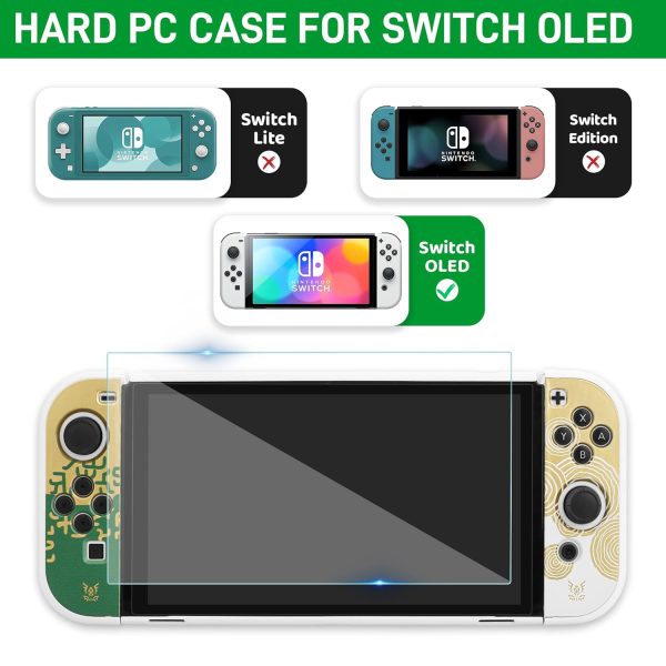 GLDRAM Black Switch Carrying Case for Zelda, Portable Accessories Kit Compatible for Nintendo Switch OLED with Travel Case Protector, White Dockable Switch OLED Skin Cover, Hand Strap & 2 Thumb Caps - Image 5