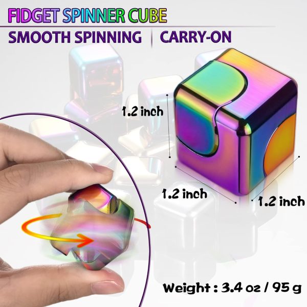 Fidget Spinner Toys Cube Adults, Easter Basket Stuffers for Teens Metal EDC Cool Desk Gadgets Office Toys Small Anxiety Figette Sensory Toy, ADHD Tool Fingears Figet Stress Valentine Gift for Boys - Image 2