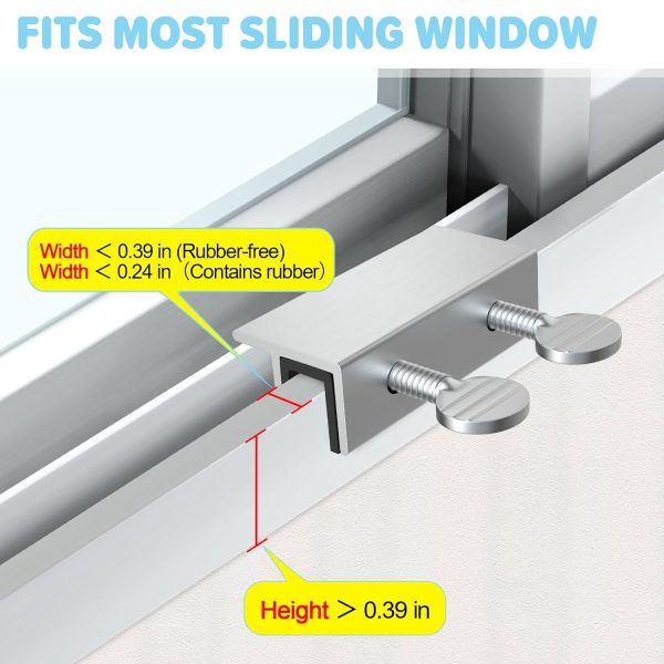 Sliding Window Locks Security Up and Down Window - 10 Set Glass Window Lock for Child Proof Home Safety Vertical Window Stopper, Adjustable Aluminum Double Lock Kid Guard for Patio AC Travel RV (10) - Image 2