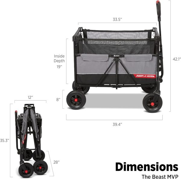 Radio Flyer The Beast MVP Wagon, Heavy Duty Kid & Cargo Folding Wagon, Collapsible Wagon Cart for Ages 1.5+ - Image 4