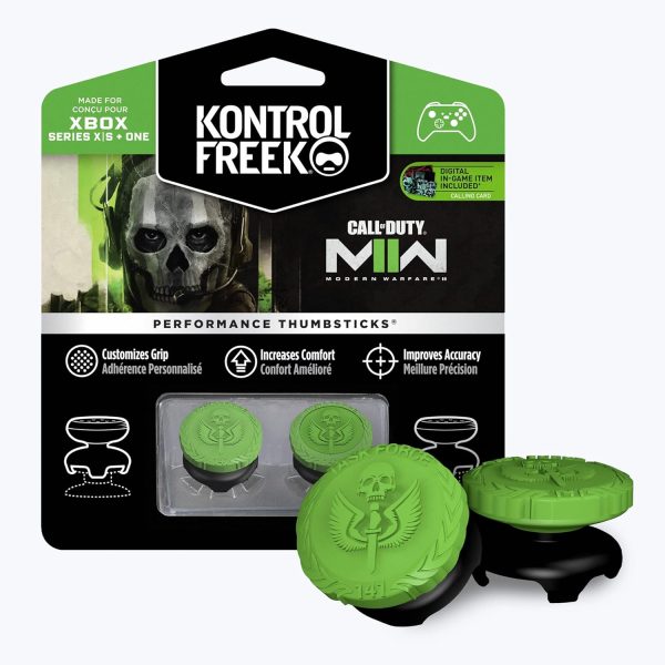 KontrolFreek Call of Duty: Modern Warfare II Performance Thumbsticks for Xbox One and Xbox Series X | 2 High-Rise, Hybrid/Flat | Black/Green