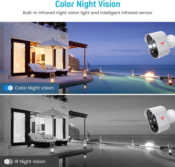 Outdoor Security Camera, Battery Powered Wireless Camera, Cloud Storage Sold Seperately, Color Night Vision, 2-Way Audio, Smart AI Motion Detection, 2.4G WiFi - Image 5