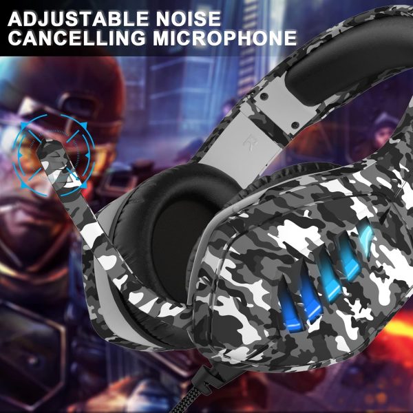 Gaming Headset with Microphone - for PC, PS4, PS5, Switch, Xbox One, Xbox Series X|S - 3.5mm Jack Gamer Headphone with Noise Canceling Mic (Camo Black) - Image 6