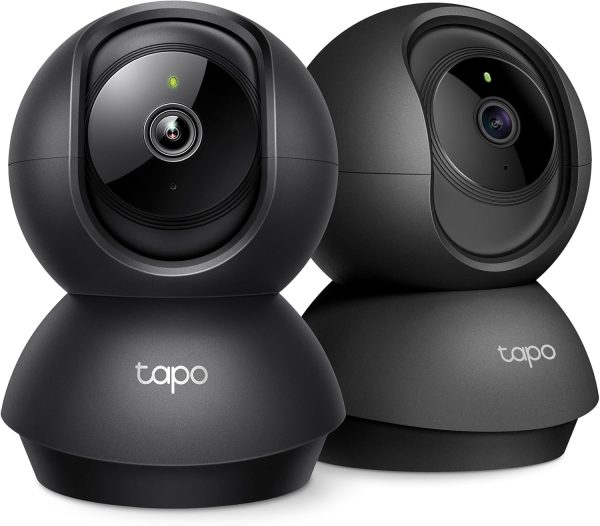 Tapo TP-Link 2K Pan/Tilt Indoor Security Camera for Baby Monitor, Pet Camera, Motion Detection & Tracking, 2-Way Audio, Cloud & SD Card Storage, Works w/Alexa & Google Home, Black, C211(2-Pack)