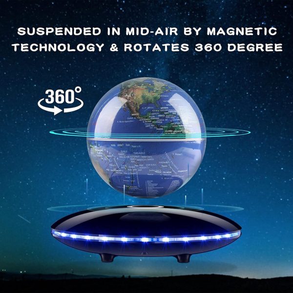 Levitating Globe,Cool Gadgets Magnetic Globes Floating Globe World Map Office Decor with LED Light Base,Cool Tech Gift for Men Father Boys Boss - Image 2