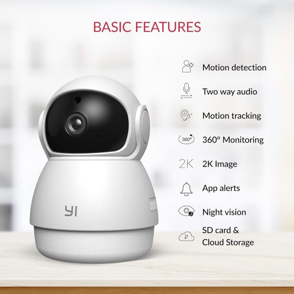 YI 2pc 2K Dome Security Camera, 2.4G Smart Indoor Pet Monitoring Cam with Night Vision, 2-Way Audio, Motion Detection, Phone APP, Compatible with Alexa and Google Assistant - Image 2