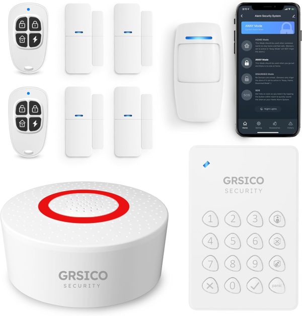 Wireless Home Alarm System 9-Piece Kit, WiFi Alarm System for Home Security with Phone APP Alert (Alarm Siren, Keypad, Remote, Motion, and Door Sensors) for Home, Apartment, Work with Alexa