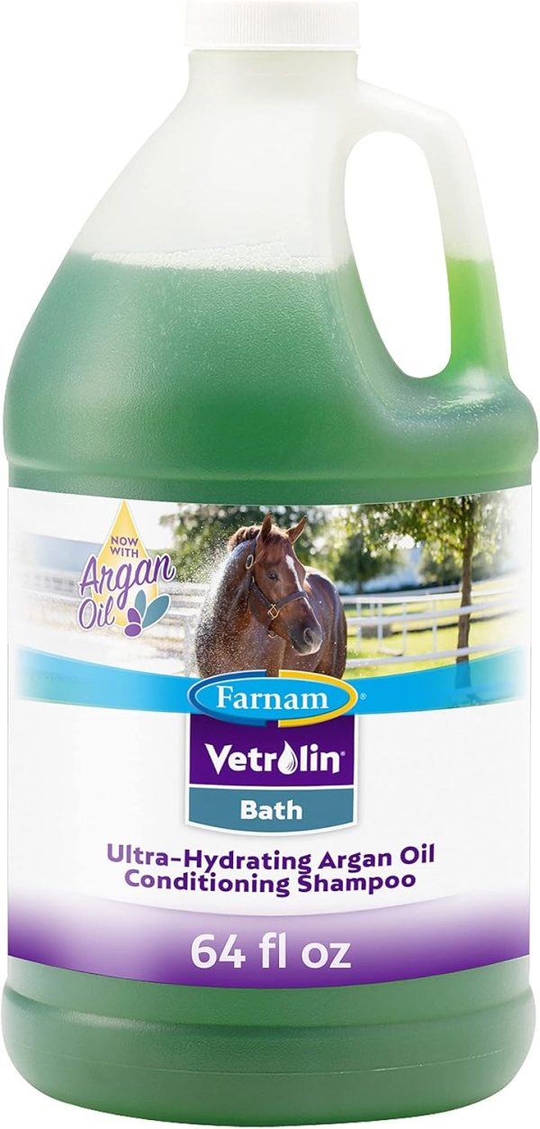 Farnam Vetrolin Bath Ultra-Hydrating Shampoo for Horses and Dogs 64 Ounces,Green