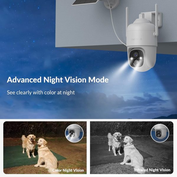 NETVUE Solar Security Cameras Wireless Outdoor 3MP Camera 2.4G WiFi 360° View PTZ. Strobe Light/Spotlight Home Security System with Motion Detection and Siren, Two-Way Audio, Color Night Vision - Image 3