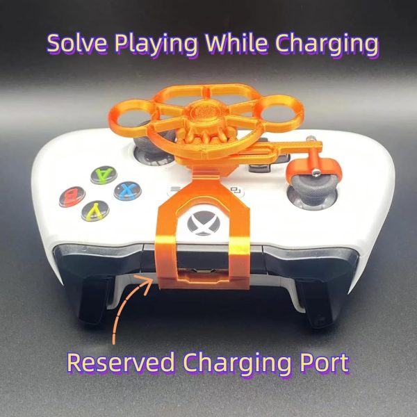 CHOWONE Xbox Series X|S Game Controller Mini Steering Wheel Remote Control Replacement Accessory for Xbox One Racing Games Controller Steering Wheel Attachment (Golden Orange) - Image 4