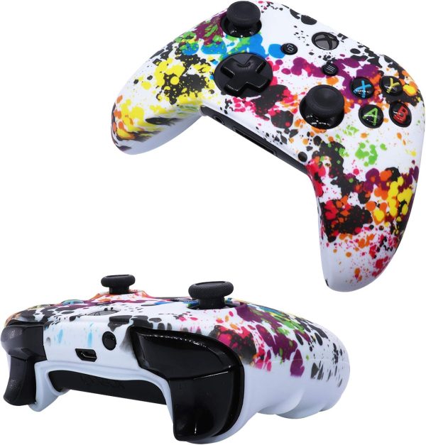 RALAN Print Controller Skin for Xbox One, Anti-Slip Silicone Cover Protector x 2 Compatible for Xbox 1 Wireless/Wired Gamepad Joystick with 4 Thumb Grips Caps and Black Pro Thumb Grip x 8. - Image 2