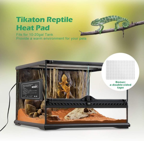 Tikaton Reptile Heat Pad - Adjustable Temperature Under Tank Heater for 10-20gal/30-40gal Tank, Terrarium Heat Mat for Turtle/Snake/Lizard/Frog/Spider/Plant Box - Image 4