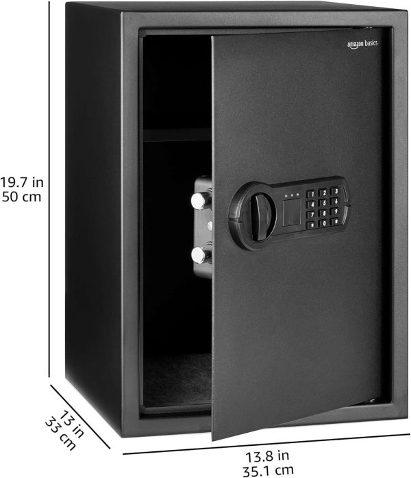 Amazon Basics Steel Home Security Electronic Safe with Programmable Keypad Lock, Secure Documents, Jewelry, Valuables, 1.8 Cubic Feet, Black, 13.8"W x 13"D x 19.7"H - Image 8